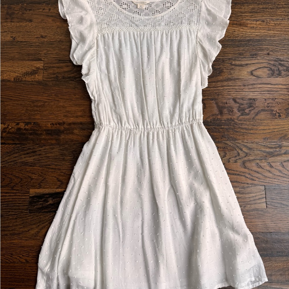 Aeropostale White Ruffle Sleeve Dress